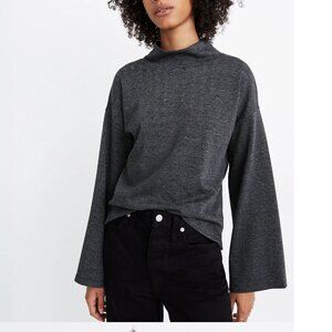 Madewell Grey Glen Plaid Mock Neck Top Med